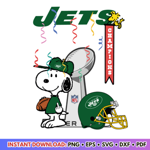 Snoopy Champions New York Jets NFL Football SVG design for fun and creative sports projects