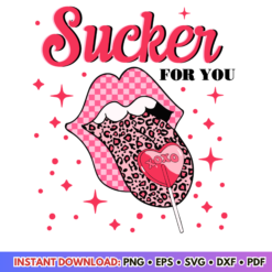 Sucker For You Candy Valentines Day SVG design for sweet and romantic Valentine’s Day crafts