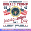 President Donald Trump Inauguration Day 2025 SVG design for patriotic crafts and projects