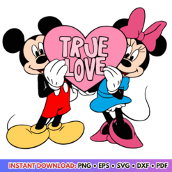 True Love Mickey Minnie Mouse Valentine Disney SVG design for romantic crafting projects and gifts