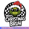 Merry Christmas Bruh Cool Grinch Santa Hat SVG design for holiday crafting and cheeky Christmas projects