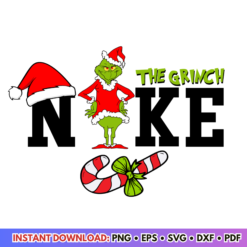 The Grinch Nike Swoosh Logo Christmas Fashion SVG design for trendy holiday crafts and festive projects