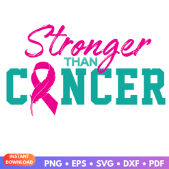 Stronger Than Cancer World Cancer Day Pink Ribbon SVG design for awareness and support projects