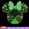 Minnie Mouse head with shamrocks and 'Happy Saint Patrick's Day' text, perfect for festive craft designs