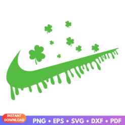 St. Patrick's Day Dribbling Nike Logo SVG design with shamrock and basketball theme for DIY crafting and apparel