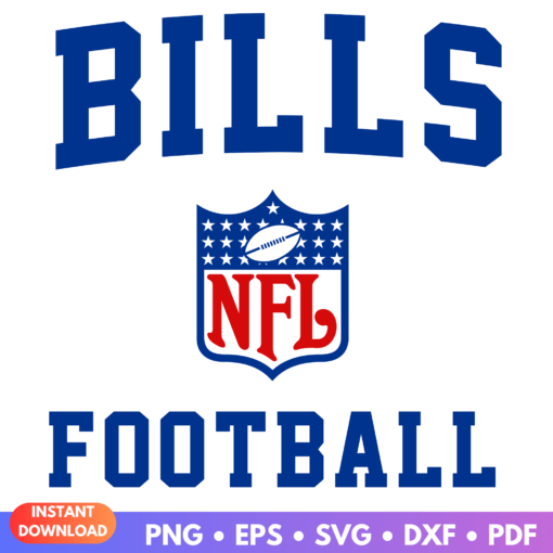 Buffalo Bills Football logo in red, white, and blue with team elements, available as SVG and PNG.