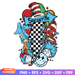 Seussville characters with a bold lightning bolt, vibrant SVG design for crafts and decorations.