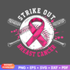 Strike Out Breast Cancer SVG with a pink ribbon design for Cricut and crafting projects