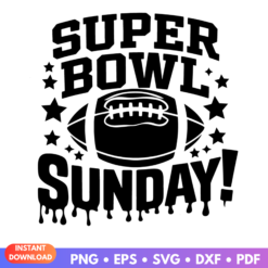 2025 Super Bowl LIX Sunday Football SVG design featuring a football and bold text for Cricut projects