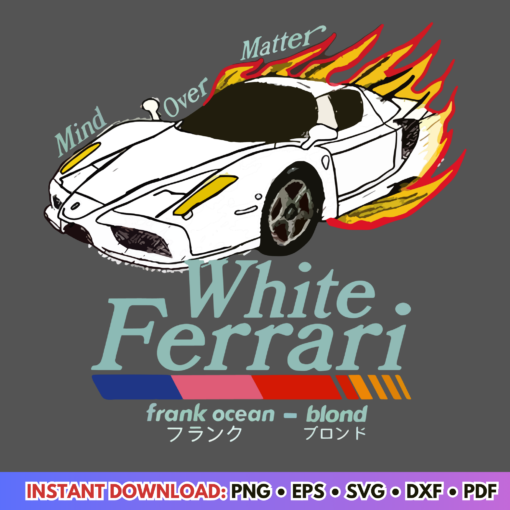 White Ferrari Frank Ocean Blond Album SVG cutting file for music-inspired designs and crafts.