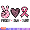 Peace Love Cure SVG design for breast cancer awareness